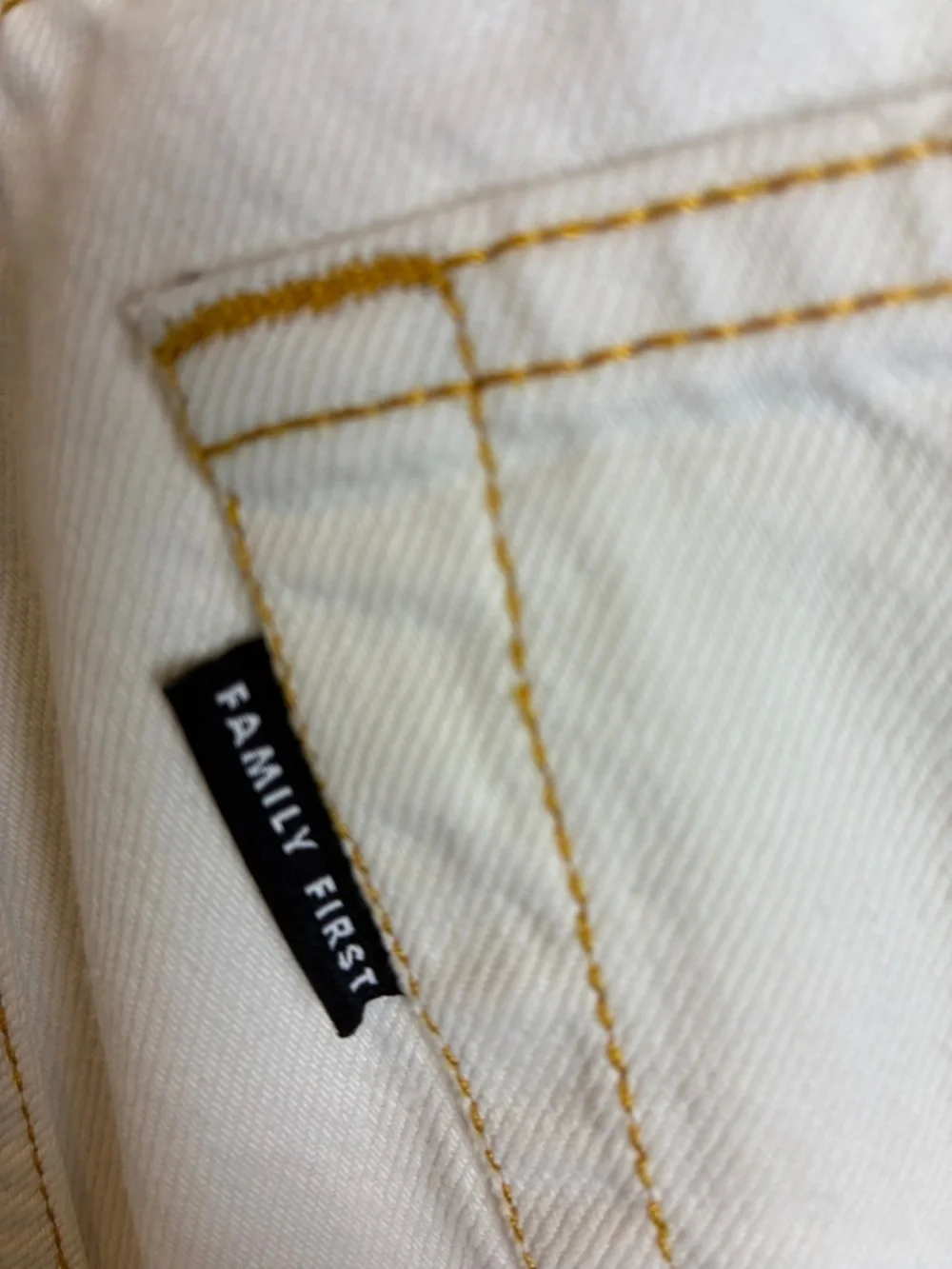 Family First Milano Men Logo Jeans White Black 32” X 32” Italian Preppy Summer